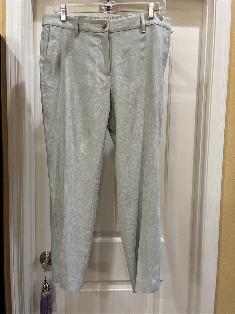 J. Jill Cropped Light Gray Linen-Blend Pants
